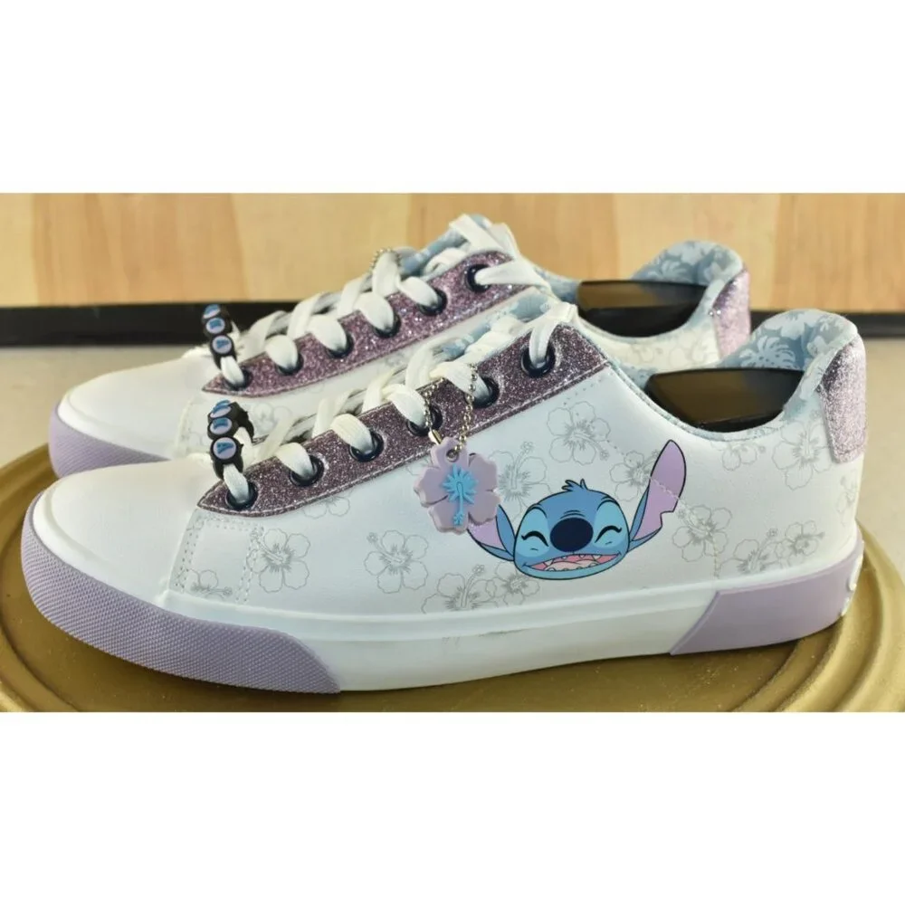 Disney GroundUp Women Shoes Size 8 Lilo & Stitch Ohana Low Top Sneakers w/Charms